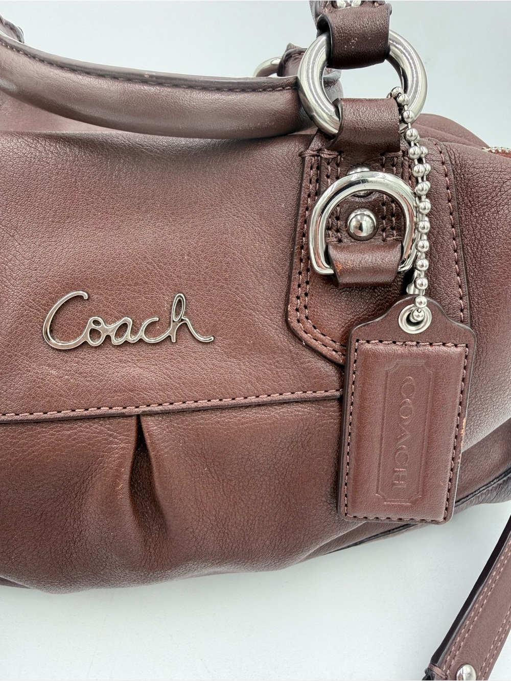 Y2K Coach Ashley F15445 Brown Leather Handbag Satchel Hobo W/ Dust Bag Excellent - Picture 3 of 11